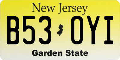 NJ license plate B53OYI