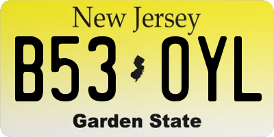 NJ license plate B53OYL