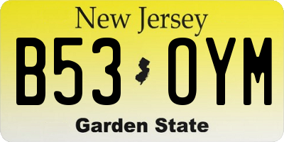 NJ license plate B53OYM
