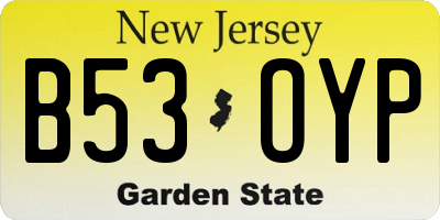 NJ license plate B53OYP
