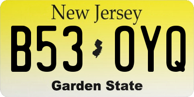 NJ license plate B53OYQ