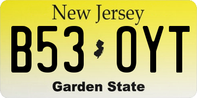 NJ license plate B53OYT