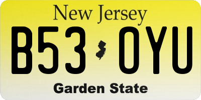NJ license plate B53OYU