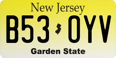 NJ license plate B53OYV