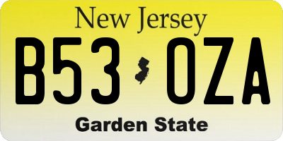 NJ license plate B53OZA