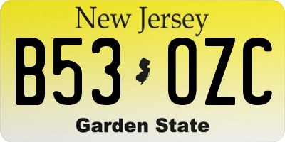 NJ license plate B53OZC
