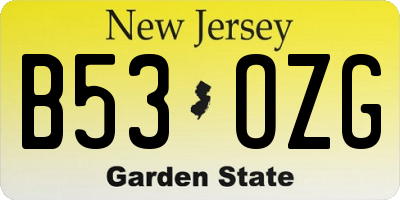 NJ license plate B53OZG