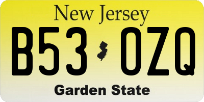 NJ license plate B53OZQ