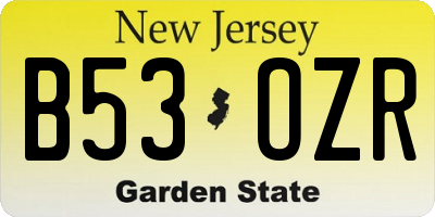 NJ license plate B53OZR
