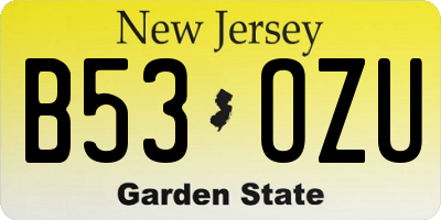 NJ license plate B53OZU