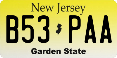 NJ license plate B53PAA