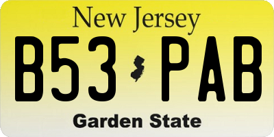 NJ license plate B53PAB