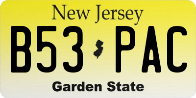 NJ license plate B53PAC