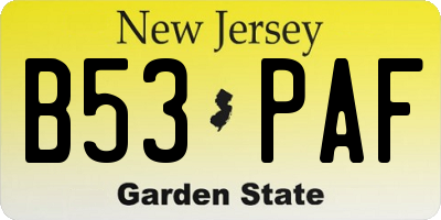 NJ license plate B53PAF