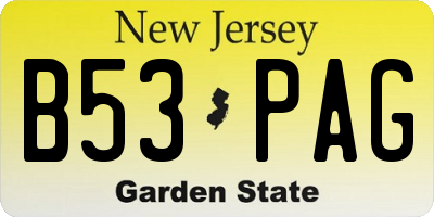 NJ license plate B53PAG
