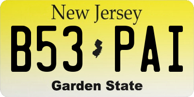 NJ license plate B53PAI