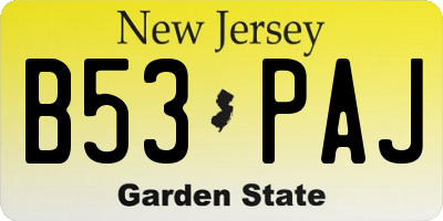 NJ license plate B53PAJ