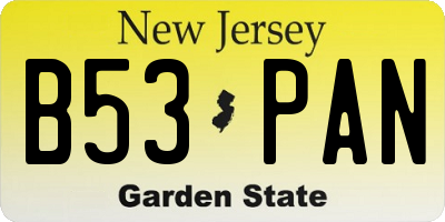 NJ license plate B53PAN