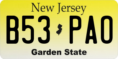 NJ license plate B53PAO