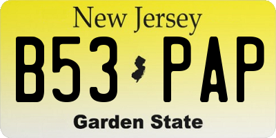 NJ license plate B53PAP