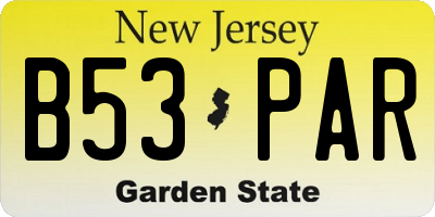 NJ license plate B53PAR