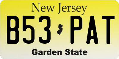 NJ license plate B53PAT