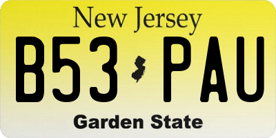 NJ license plate B53PAU