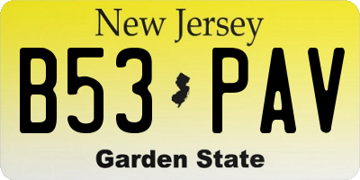 NJ license plate B53PAV