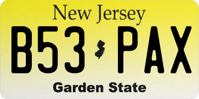 NJ license plate B53PAX