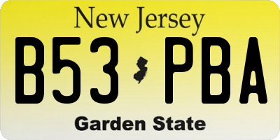NJ license plate B53PBA