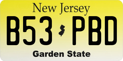 NJ license plate B53PBD