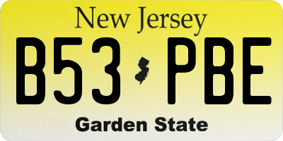 NJ license plate B53PBE