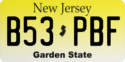 NJ license plate B53PBF