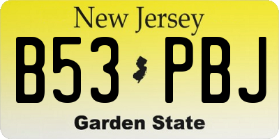 NJ license plate B53PBJ