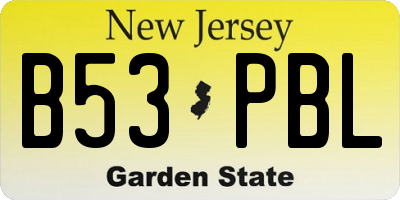NJ license plate B53PBL