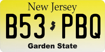 NJ license plate B53PBQ