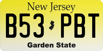 NJ license plate B53PBT