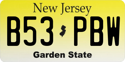 NJ license plate B53PBW