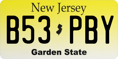 NJ license plate B53PBY