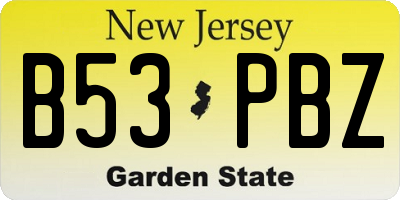 NJ license plate B53PBZ