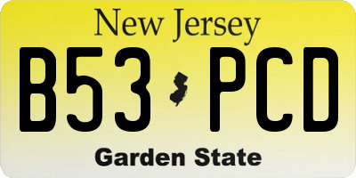NJ license plate B53PCD