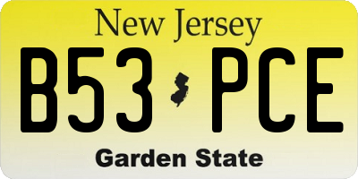 NJ license plate B53PCE