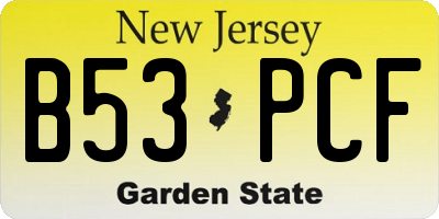 NJ license plate B53PCF