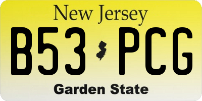 NJ license plate B53PCG