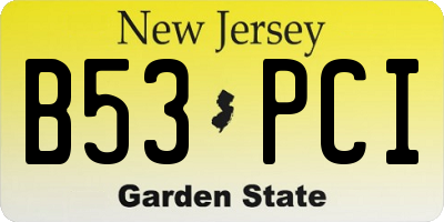 NJ license plate B53PCI
