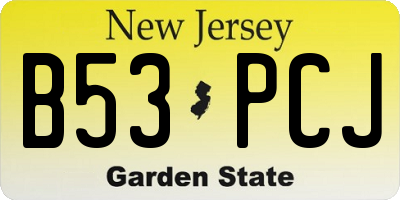 NJ license plate B53PCJ
