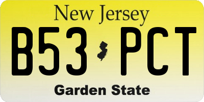 NJ license plate B53PCT