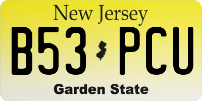 NJ license plate B53PCU