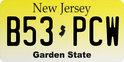 NJ license plate B53PCW