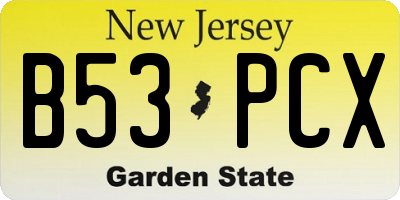 NJ license plate B53PCX